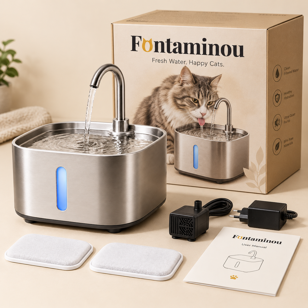 Fontaine Fontaminou avec ses accessoires